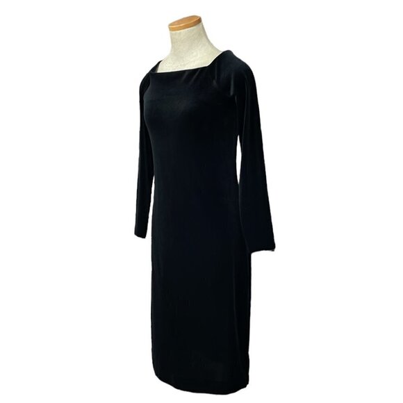 Three Dots Velvet Dress Long Sleeve Square Neck Black Size Small S - Picture 3 of 16